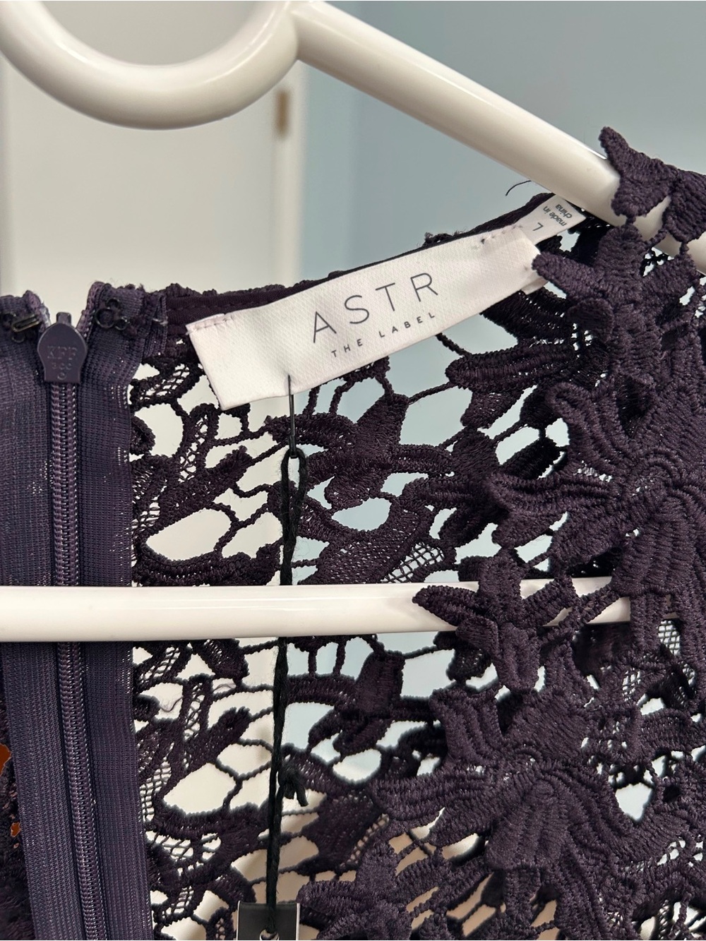 ASTR women’s Crochet Dress in Deep Plum